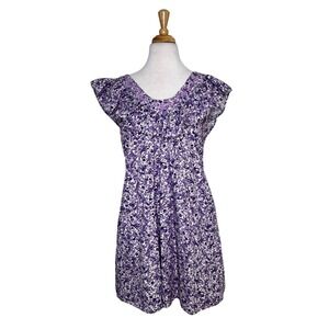 Mi Golondrina Andrea Flores Short Dress Size S Purple Embroidered V-neck Mexico